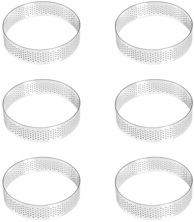 FIBOUND 6 Aros de Acero Inoxidable Perforados – Moldes Térmicos para Postres, Mousses y Magdalenas. Ventilación para Hornear Reutilizables y Aptos para Lavavajillas – Profesionales o Domésticos.