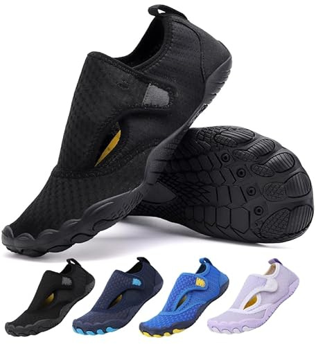 SAIBOO Chaussures Aquatiques Enfants 32 Chaussures Piscine Garçons Filles Respirant Antidérapant Séchage Rapide Pieds Nus pour Sports Nautiques Piscine Surf Noir