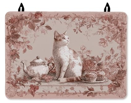 Copertura superiore per fornello elettrico, stile vintage, rustico, per teiera e muffin, rosa, lavabile, in vetro, decorazione per cucina, casa, cucina, 71 x 50 cm