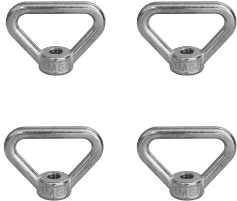 heyous 4PCS Silver Stainless Steel M8 Ring Nut Lifting Equipment Fastener Suitable for Marine Engineering Machinery Industry Home Renovation