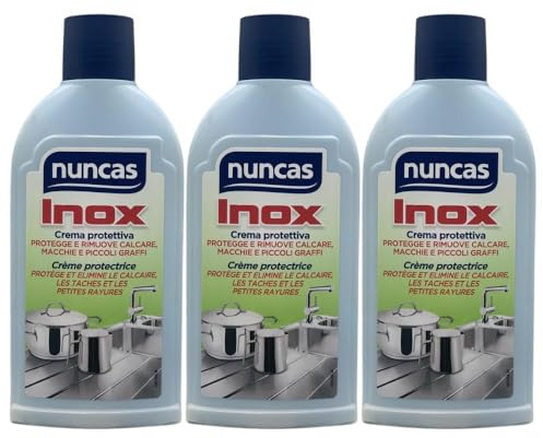 Crema Protettiva Inox, Protegge e Rimuove Calcare, Macchie e Piccoli Graffi, 250ml (3 Unità)