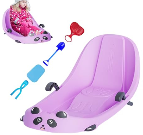 Trineo para niños pequeños, suministros deportivos con respaldo integrado, trineo de nieve al aire libre con freno, para parque nevado Hills Park, patio trasero, niños, niñas, preescolares