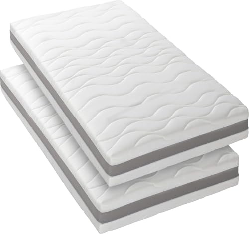 BLUE MOON – Lot de 2 Matelas 3D Twist 90x200. Mousse profilée 5 Zones de Confort. Épaisseur 15 cm – Compatible avec Lits IKEA – Fabriqué en Belgique – Garantie 7 Ans