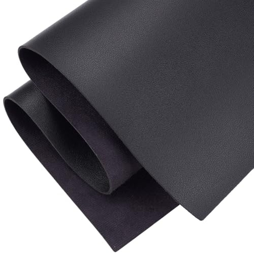 CALFOVERA 60,3 x 33,1 cm felfria delar fyrkantigt läderark konstläder Litchi verktyg PU-läderark enfärgad syntetisk tygrulle för gör-det-själv-örhängen bågar hantverk tillverkning (svart)