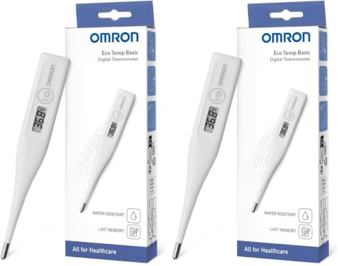 Thermomètre digital de fièvre OMRON Eco Temp Basic pour utilisation orale, axillaire et rectale Lecture précise, facile à nettoyer et résistant à l'eau Idéal pour les adultes, les enfants et les bébés