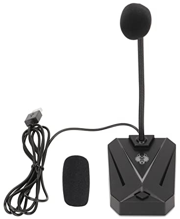 Microphone USB pour ordinateur avec lumière RGB, microphone de jeu à col de cygne réglable, micro USB à réduction de bruit à 360 degrés pour PC, ordinateur portable, bureau, utilis (Lionne)
