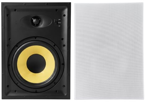 VEVOR Altavoces de Pared 203,2 mm 1 Par, Sistema de Altavoces Empotrables para Pared, con Rejilla Pintable, Sonido Hi-Fi, Potencia Máxima de 200 W, Rectangulares, para Sala de Estar, Cine en Casa