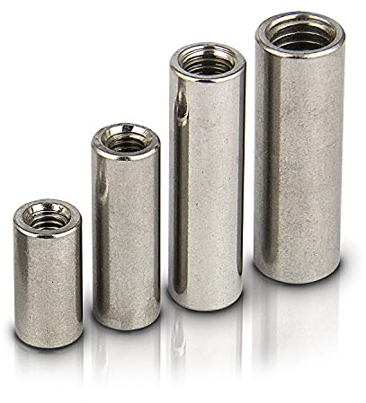 PROTECH 5 Stück Gewindemuffen M8x40 Rundmuffen aus rostfreiem Edelstahl V2A Distanzmuffe Verbindungsmuttern Langmutter Rund