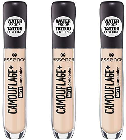 Essence CamoUFLAGE+ MATT Concealer, matita correttiva, copertura per tatuaggi, nº 23, arena calda, nude, opaco, senza olio, resistente all'acqua, senza alcool, 3 unità (3 x 5 ml)