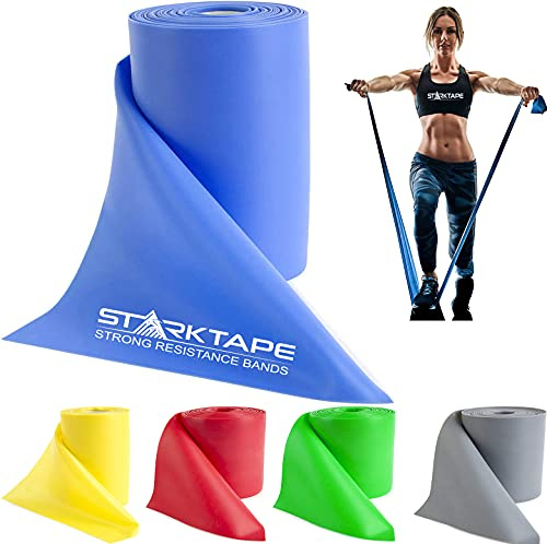 Starktape Bandas de resistencia de 16 yardas en rollo de terapia física. Banda elástica profesional sin látex para ejercicio físico para parte superior e inferior del cuerpo, pilates, rehabilitación,