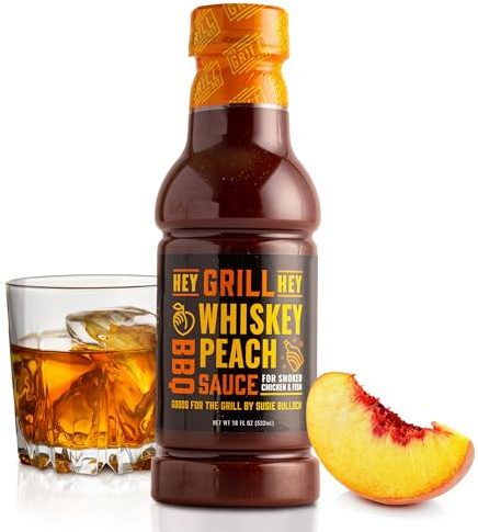 Hey Grill Hey | BBQ Sauce | Sweet and Savory, Chicken Sauce | BBQ Glaze | Salmon, Ribs | Grilling Essentials | Whiskey Peach