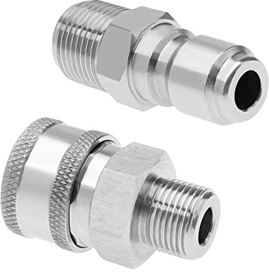 OTOTEC 1 Paar Hochdruckreiniger Adapter 3/8 Zoll BSP Männliche Gewinde Schnellkupplung Steckdose Stecker Edelstahl Kupplung für Hochdruckreiniger 5000 PSI