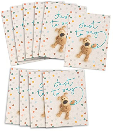 Boofle | Multipack of 10 Just to Say Cards | Congratulations/Proud of You | Cute Designs | With Envelope | 125 x 195 x 15 mm