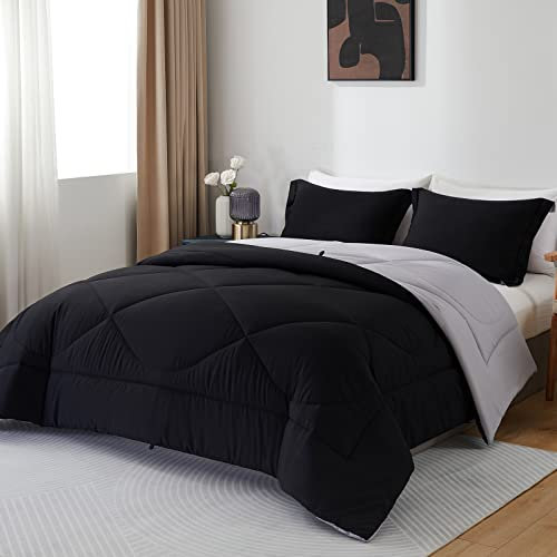 beeweed Couette 300GSM en Microfibre, Édredon Lit 2 Personnes 200x200 cm, Toutes 4 Saisons et Hiver pour Lit 140x190 160x200, Chaud Épais Garnissage 300g/m², Taie d'oreiller -Taille 50x80 cm