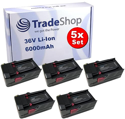 5X Trade-Shop Premium Li-Ion Akku 36V / 6000mAh Ersatz für Hilti B36 B36/3.9 B36V 2203932 418009 für Bohrhammer Schlagbohrmaschine Akkuschrauber Bohrmaschine