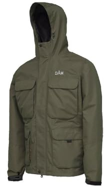 DAM Manitoba Fishing Jacket Size XXL Windproof and Waterproof Outdoor Jacket, Thyme Green, XXL