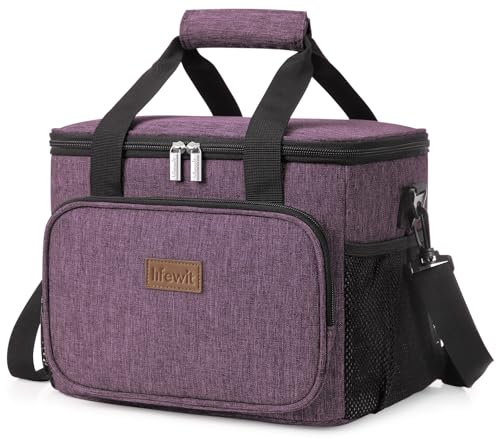 Lifewit 15L Kühltasche klein unterwegs, Isolierte Cooler Bag Lunchtasche faltbar für Herren und Damen, wasserdichte Thermotasche Umhänge für Essen, Bier, Medikamente, Arbeit, Strand, Reise, Lila