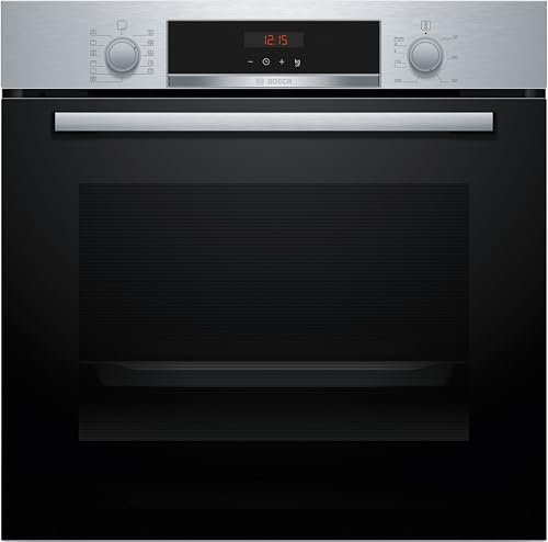 Bosch HBA574BS3 Serie 4, Forno da incasso, Pirolisi: pulizia del forno senza sforzo, Display LED rosso, 10 programmi automatici, Acciaio, 60 x 60 cm