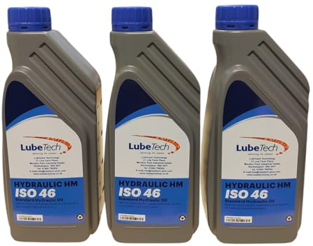 LUBETECH PREMIUM GRADE HYDRAULIC OIL 46 3 X 1 LT, A VIRGIN GRADE ISO VG 46 FLUID MADE IN THE UK NOT RECYCLED