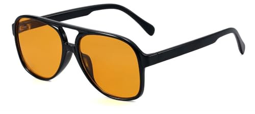 AOOLIA Occhiali da sole retrò pilota uomo donna protezione UV400 occhiali polarizzati occhiali sportivi visione chiara, giallo., L