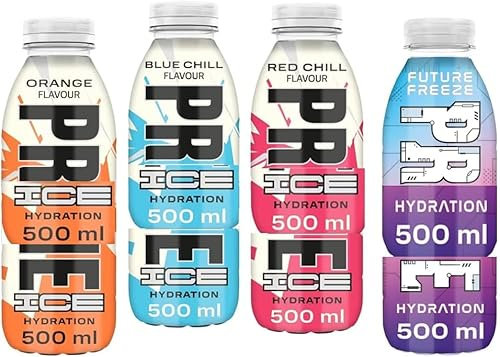 Orange Chill Ice,Blue Chill Ice,Red Chill Ice,Future Freeze Hydration Drink Bottles 500ml (2 x Bottles, Mixed Flavours Drink)