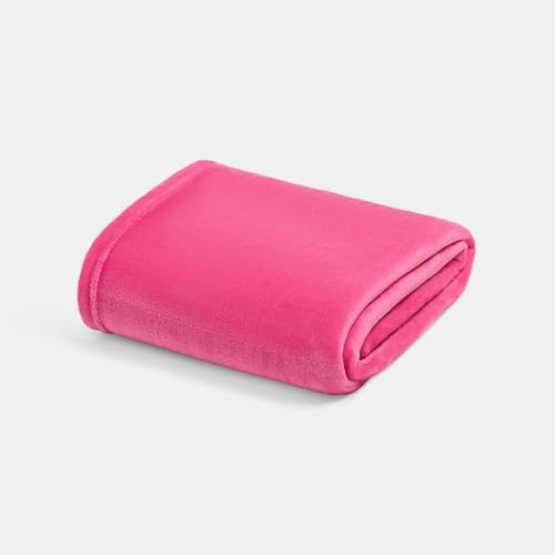 Brentfords Hot Pink Throw Blanket, Gifts for Women Soft Cosy Winter Warm Plain Throws for Sofas Bed Settee Christmas Throw Decorative Fleece Blanket Fluffy Single Bed Throw, 120 x 150cm