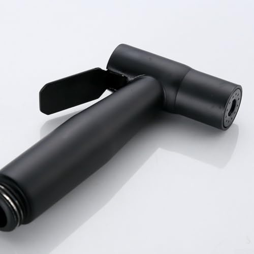 Besttoolifes Pulvérisateur de bidet mural avec tuyau flexible en acier inoxydable, pulvérisateur double face en laiton pour salle de bain, douche et nettoyage des toilettes, noir (noir)