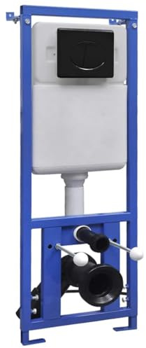 QUAHEAS Cisterna da incasso da 11 l, con isolamento acustico in polistirolo, telaio in acciaio laccato, regolabile in altezza, doppio risciacquo, kit di montaggio per WC sospesi in bagno