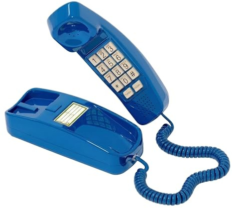 iSoHo Landline Phone – Retro Trimline Corded Phone Big Buttons & Backlit Keypad, Redial/Mute, Wall‑Mount or Desk Push‑Button Tone Dialing - It Slips Into Your Space with Quiet Confidence Classic Blue