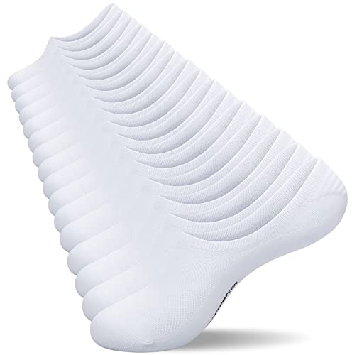 coskefy No Show Socks Cotton Trainer Socks for Men Women Invisible Running Socks Sports Socks, 8 Pairs*white, 9-12 UK