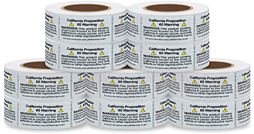 Aleplay California Prop 65 Warning Labels, 1×2 Inch P65 Health Consumer Alert Sign Chemical Safety Self Adhesive Stickers - 500 Labels Per Roll (10 Rolls)