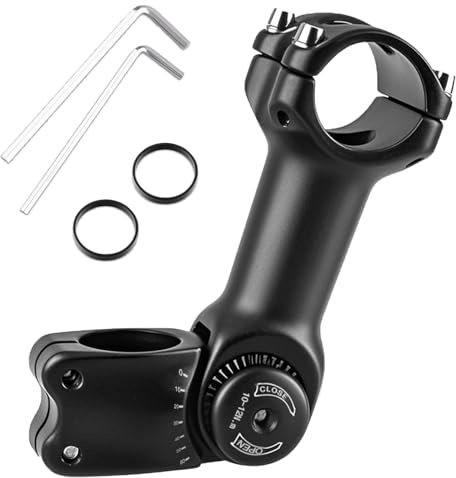 TRIWONDER Potence de Vélo Réglable 0-60 Degrés 25,4 mm 31,8 mm Potence VTT Tige de Guidon Riser pour Vélo de Route Montagne BMX 1-1/8 (25,4 x 130 mm)