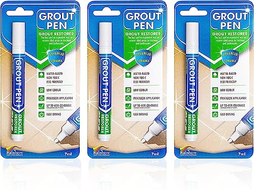 3 x White Grout Pens - Designed for Restoring Tile Grout in bathrooms & Kitchens