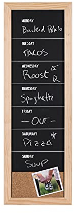 Bi-Office - Tableau Noir pour Craie et Planificateur combinés, 20 x 60 cm, Cadre en pin