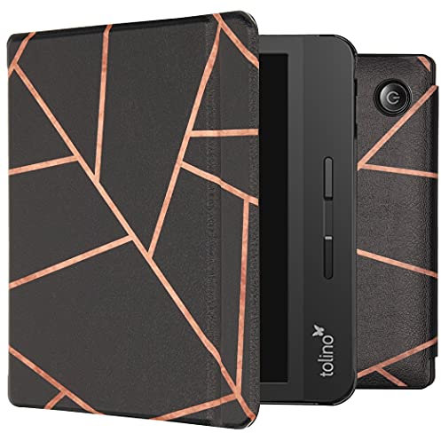 iMoshion Buchhülle kompatibel mit Tolino Vision 5, Flip-Hülle, E-Reader-Hülle Streifen Schwarz