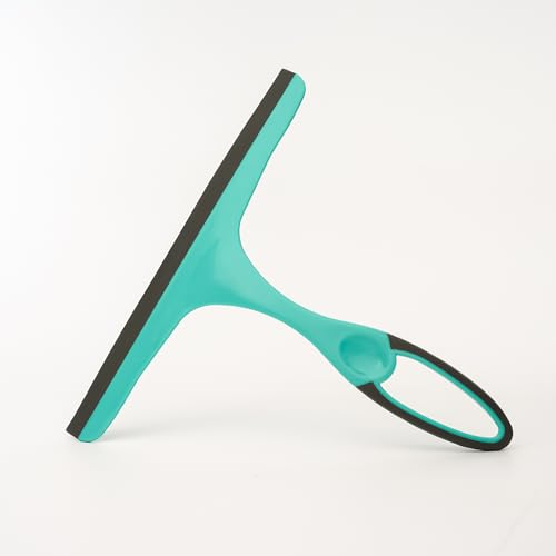 Squeegee Window Cleaner | Handheld Shower Squeegee Wiper | Turquoise/Grey Window Scraper Cleaner for Car & Kitchen (Blue, Pack of 1)