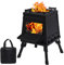 Lineslife Wood Burning Camp Stove, Portable Cast Iron Camping Wood Stove, Black Woodstove with Carrying Case for Backpacking Outdoor Cooking, Small