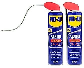 WD-40 Multi Use Lubricant Spray 400ml Flexible Metal Straw Twin Pack, Multipurpose WD40 Spray Lubricant for Maintenance, Water Displacement, and Rust Protection, 2-Pack
