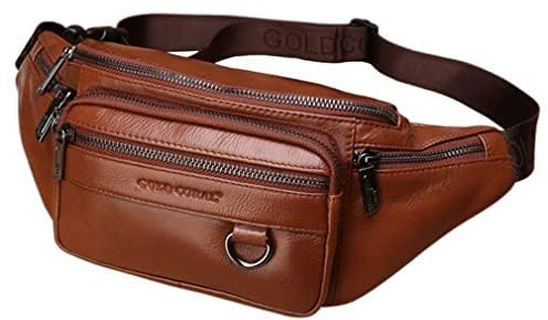 Sac banane en cuir Hebetag pour hommes et femmes, ceinture mince pour voyage, randonnée, camping, marche, course, ceinture de hanche, poche pour téléphone portable et portefeuille, One Size