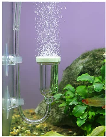 boxtech Aquarium Air Stone, Fish Tank Bubble Diffuser High Dissolved Oxygen Airstones for Air Pump Accessoriess with 1 Check Valve, 2 Suction Cup for Aquarium Pond Hydroponic