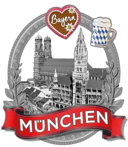 München Herz Bier Marienplatz Germany Metall Magnet Souvenir Deutschland