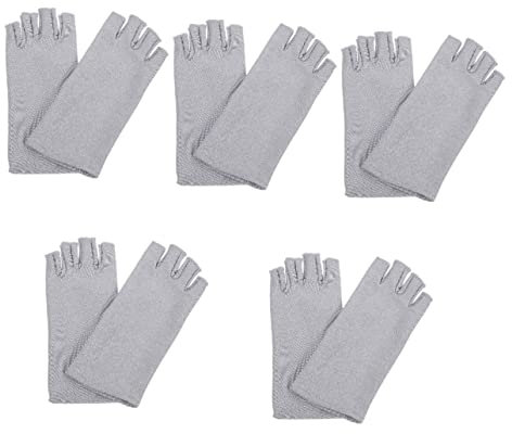 Garneck 5 Paare Dünne Damenhandschuhe Fingerlose -Handschuhe Sonnenhandschuhe Für Damen Reithandschuhe Halbe Handschuhe Sonnenschutzhandschuhe Gel Stoff Fahrrad Fräulein