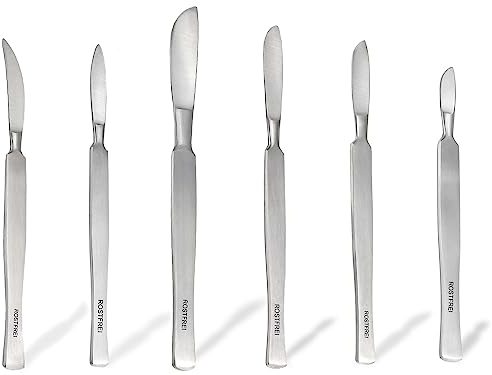 Hornhautschaber Füße 6-Teiliges Set Stumpfe Skalpelle Profi Creme-Schaber Spatel Edelstahl Hornhautentferner Fußpflege Schaber zur sanften Entfernung der Hornhaut für die Pediküre Hornhautentfernung