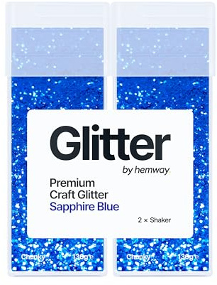 Hemway Craft Glitter Shaker Sapphire Blue 130g x2 Pack Chunky | for Resin & Epoxy Crafts, Christmas Art Supplies, Nail, Body, Face, Eye, Festival, Crafting, Slime, Sparkle