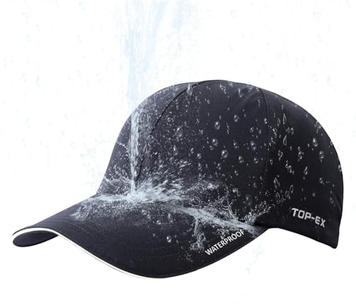 TOPEX Casquette de baseball imperméable pour homme et femme - Casquette de baseball - Protection solaire et anti-pluie - Pliable et légère, 95551_Noir, M-L