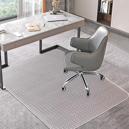 BesWin Office Chair Mat for Carpet, 90 x 120 cm Transparent Plastic Carpet Protector for Low Pile Carpets, 2.2mm Thick Non-Slip Desk Chair Mat for Carpeted Floors, Easy Glide and Flat Without Curling