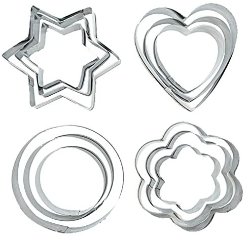 12 Pieces Cookie Cutter, Cookie Cutters Shapes Pastry Cutter Biscuit Cutters Baking Set Christmas Stainless Steel Heart Circle Flower Star Shaped Cookie Cutters for Baking