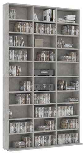 Gecheer CD-skåp tekniskt trä, CD-torn, DVD-förvaringsskåp med 30 öppna fack, CD- och DVD-hylla, för vardagsrum, sovrum, kontor, 102 x 16 x 177 cm