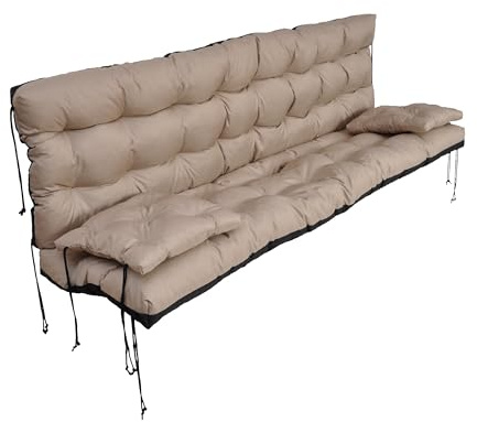 nana shop Cojín impermeable para columpio de jardín, 180 cm, para columpio de jardín, cojín de banco (beige)