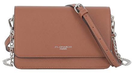 FLORA CO PARIS Petit Sac Bandoulière Chaîne Femme - Sacoche A Magnétique Similicuir Saffiano - Besace Ville Soirée - Compact Mode
